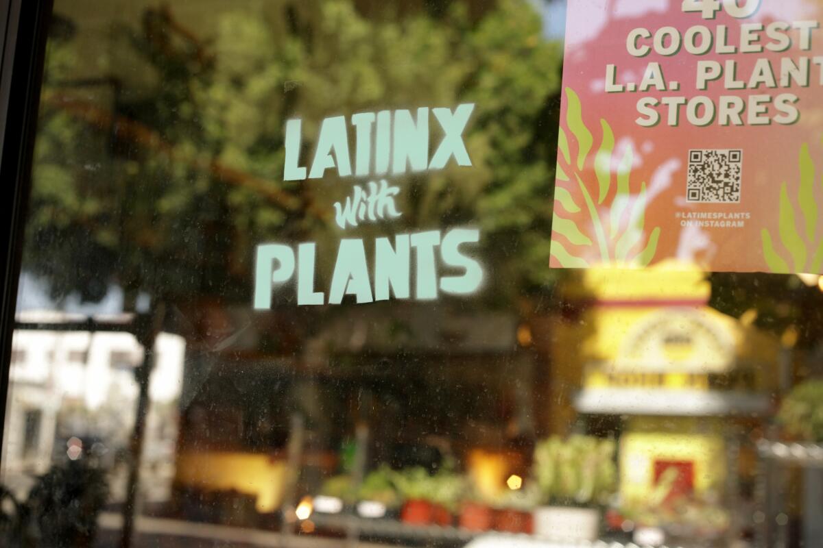 Latinx with Plants horizontal sign in Los Angeles on Thursday, Aug. 31, 2023.