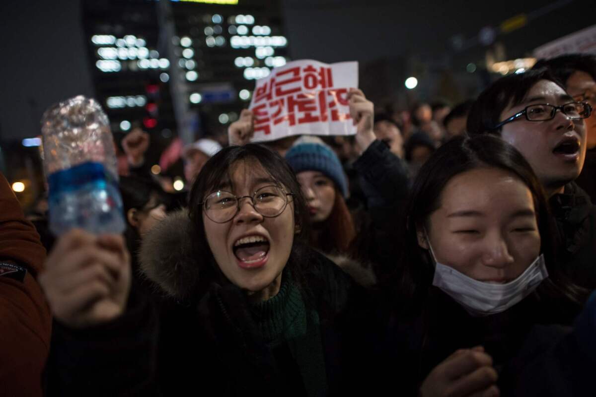 Protesters again take the streets of Seoul for the fourth week in a row on Nov. 19, 2016, demanding President Park Geun-Hye resign over a corruption scandal.