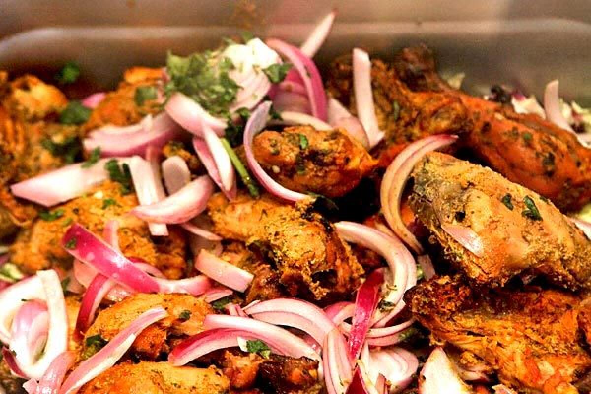 An onion-filled chicken tandoori at Valley India Cafe.