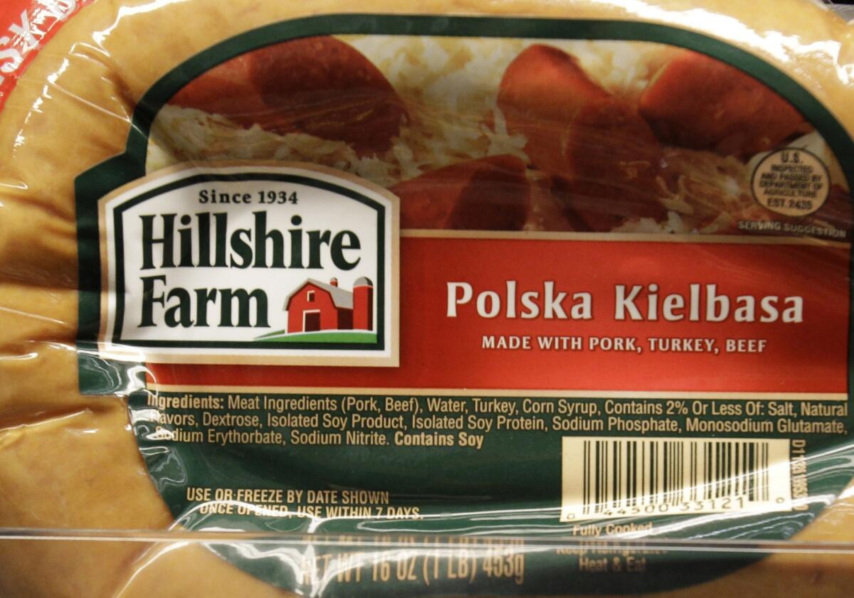 Hillshire Farm sausage on display at a grocery store in Palo Alto in January 2011.