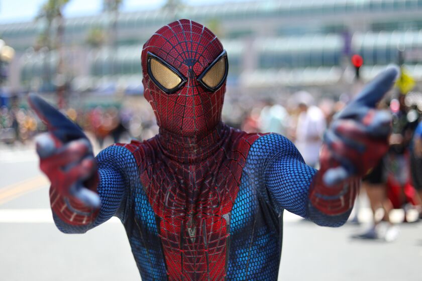 Raymond Weijland of Rancho Cucamonga dressed as Spider-Man at Comic-Con International in San Diego on July 18, 2019.