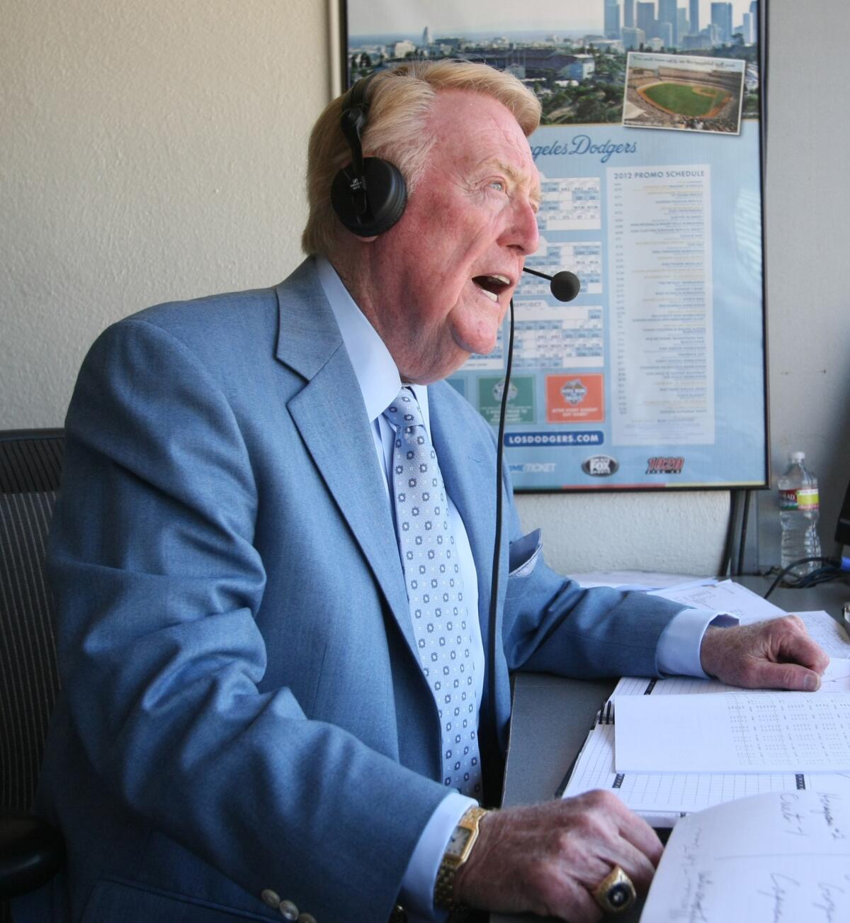 Dodgers broadcaster Vin Scully says he would "hate to see a game where there wasn't any emotion."