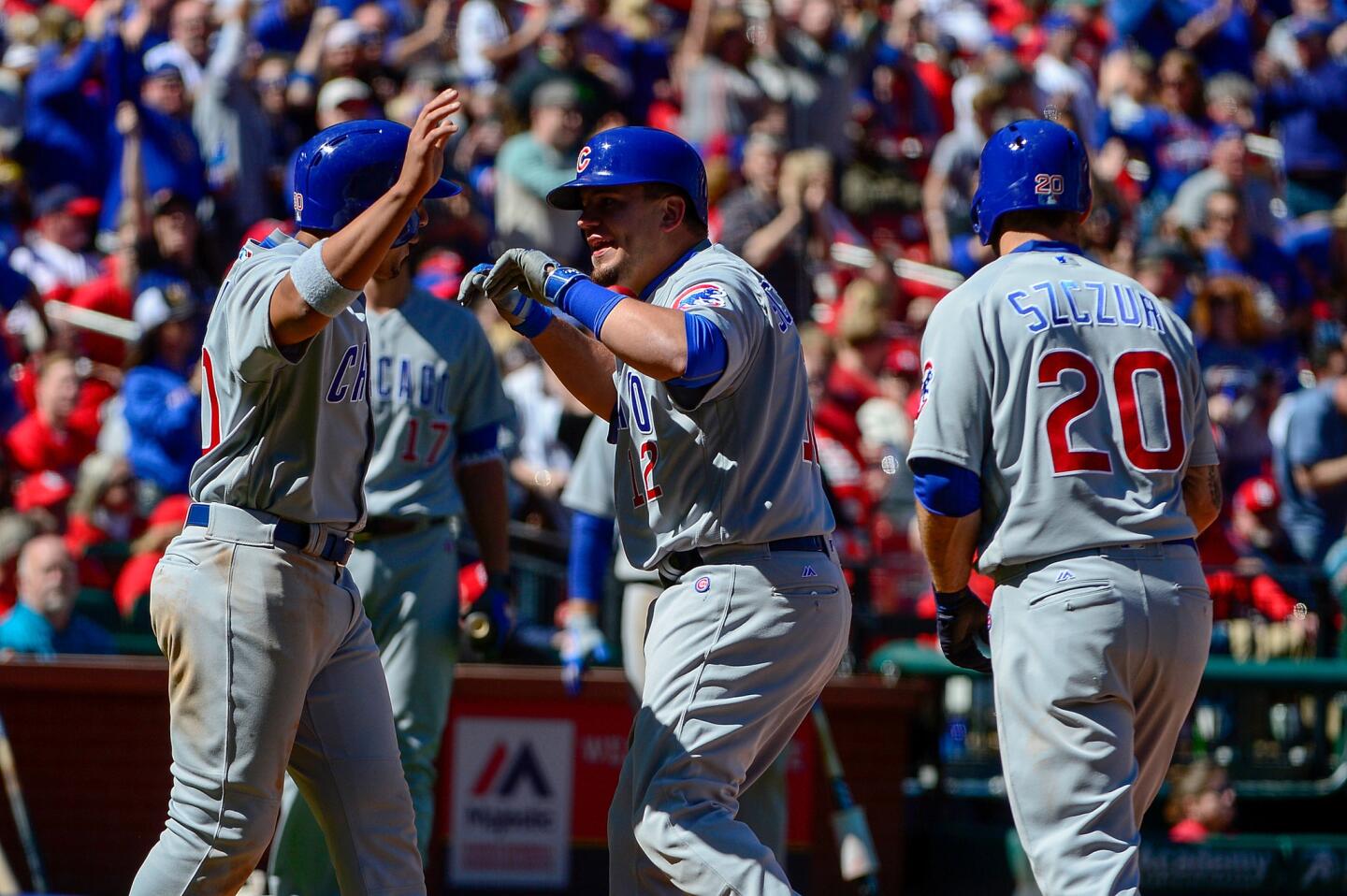 A third strike that stuck on the chest protector of Yadier Molina set up a seventh-inning rally Kyle Schwarber capped with a three-run homer off left-hander Brett Cecil. Cubs beat Cardinals 6-4 in St. Louis.