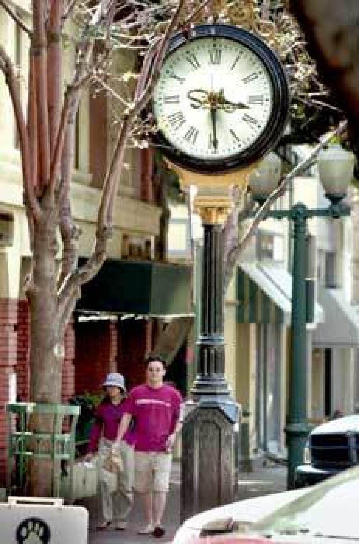 The downtown area of Redlands is welcoming to pedestrians.