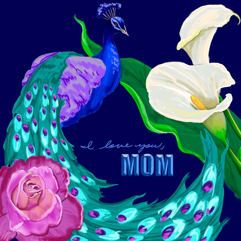 Hanna Daly's Mother's Day mural (pictured in a rendering) will include things her late mother loved.