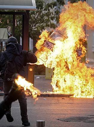 Rioting in Greece - Molotov cocktail