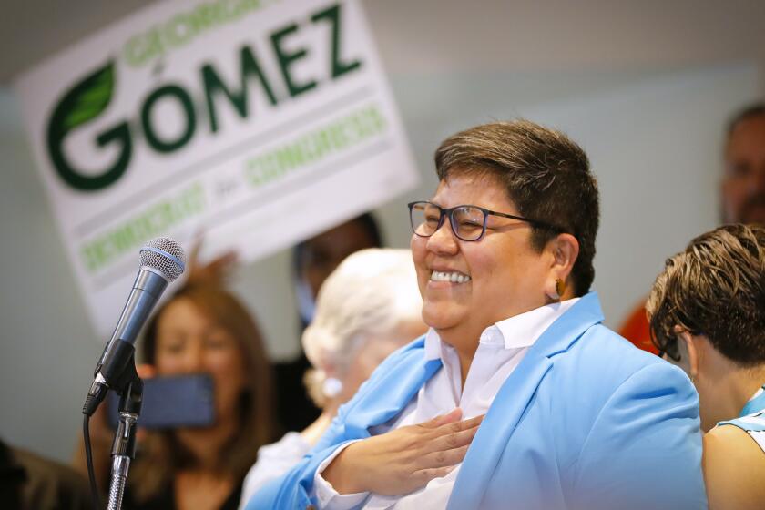 San Diego City Council President Georgette Gómez, a Democrat, kicked off her campaign for U.S. Congress, to replace retiring Representative Susan Davis in 2020, surrounded by supporters as she made the announcement at the United Domestic Workers Union offices, September 14, 2019, in San Diego, California.