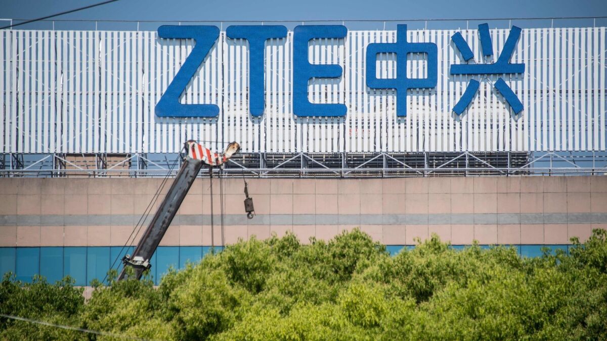 Chinese telecom giant ZTE said its major operations had ceased following last month's U.S. ban on American sales of critical technology to the company, raising the possibility of its collapse.