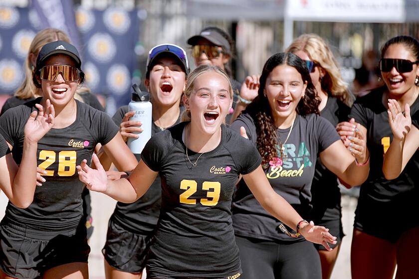 Mira Costa players celebrate after defeating Redondo Union.