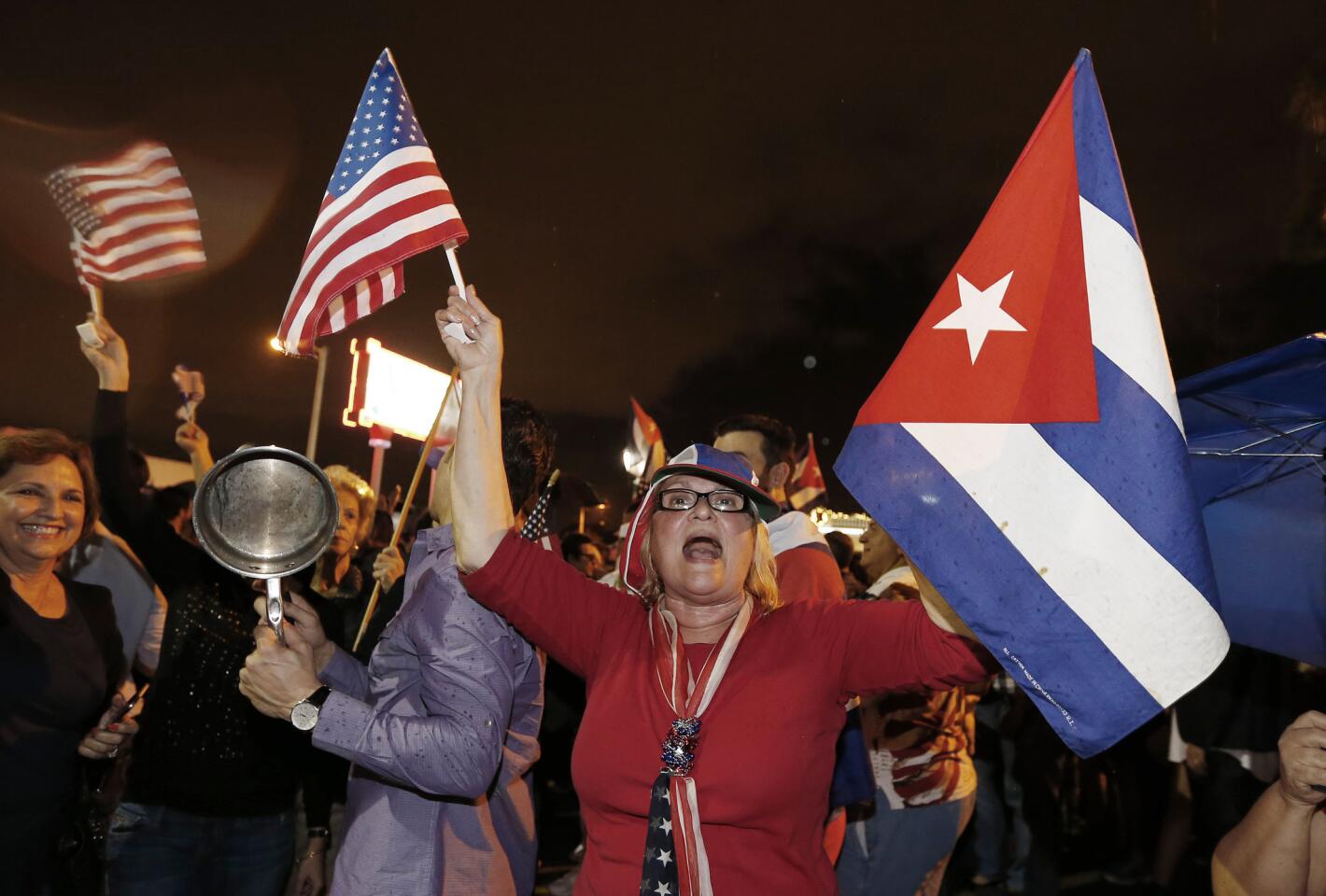 Cuban Americans in Miami's Little Havana celebrate Fidel Castro's death.