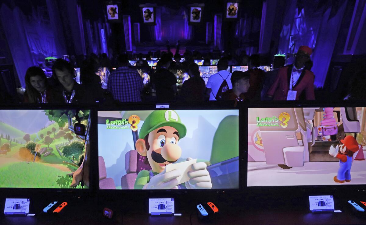 Nintendo’s “Luigi's Mansion 3” display and demonstration booth during E3.