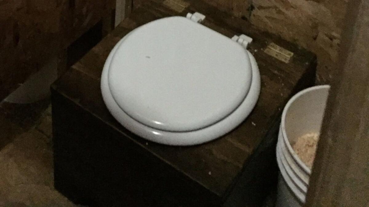 A composting toilet awaits use at the Standing Rock protest camp