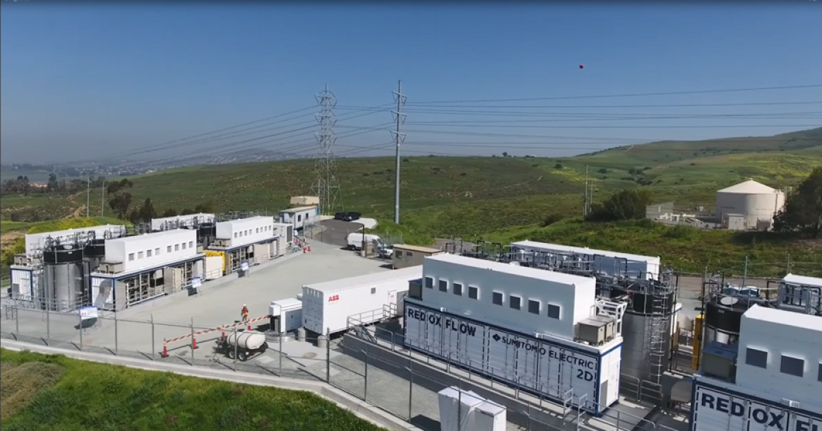 A vanadium flow battery project at a San Diego Gas & Electric substation in Bonita.