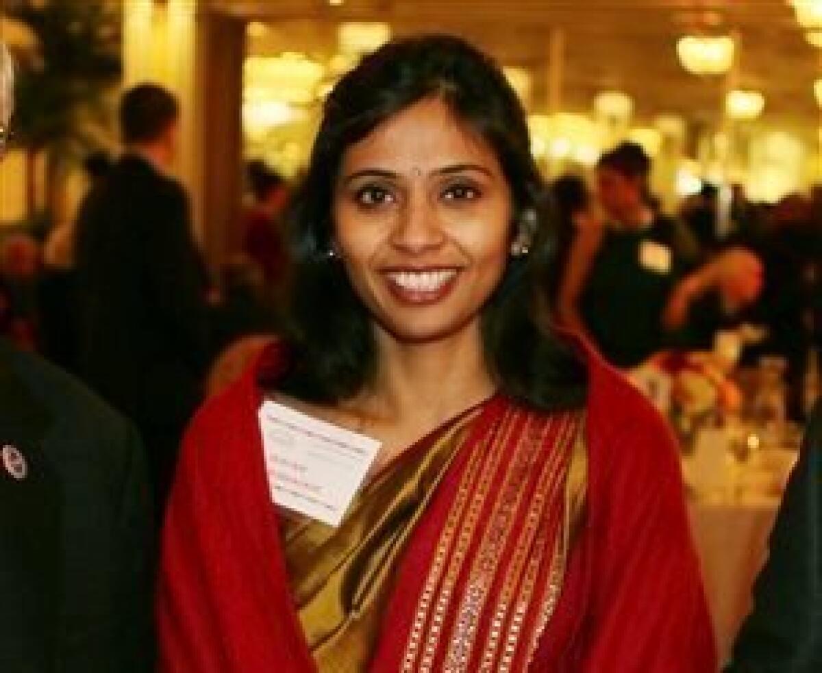 A file photo shows Devyani Khobragade, India's deputy consul general, who has been indicted by U.S. prosecutors on charges of visa fraud.