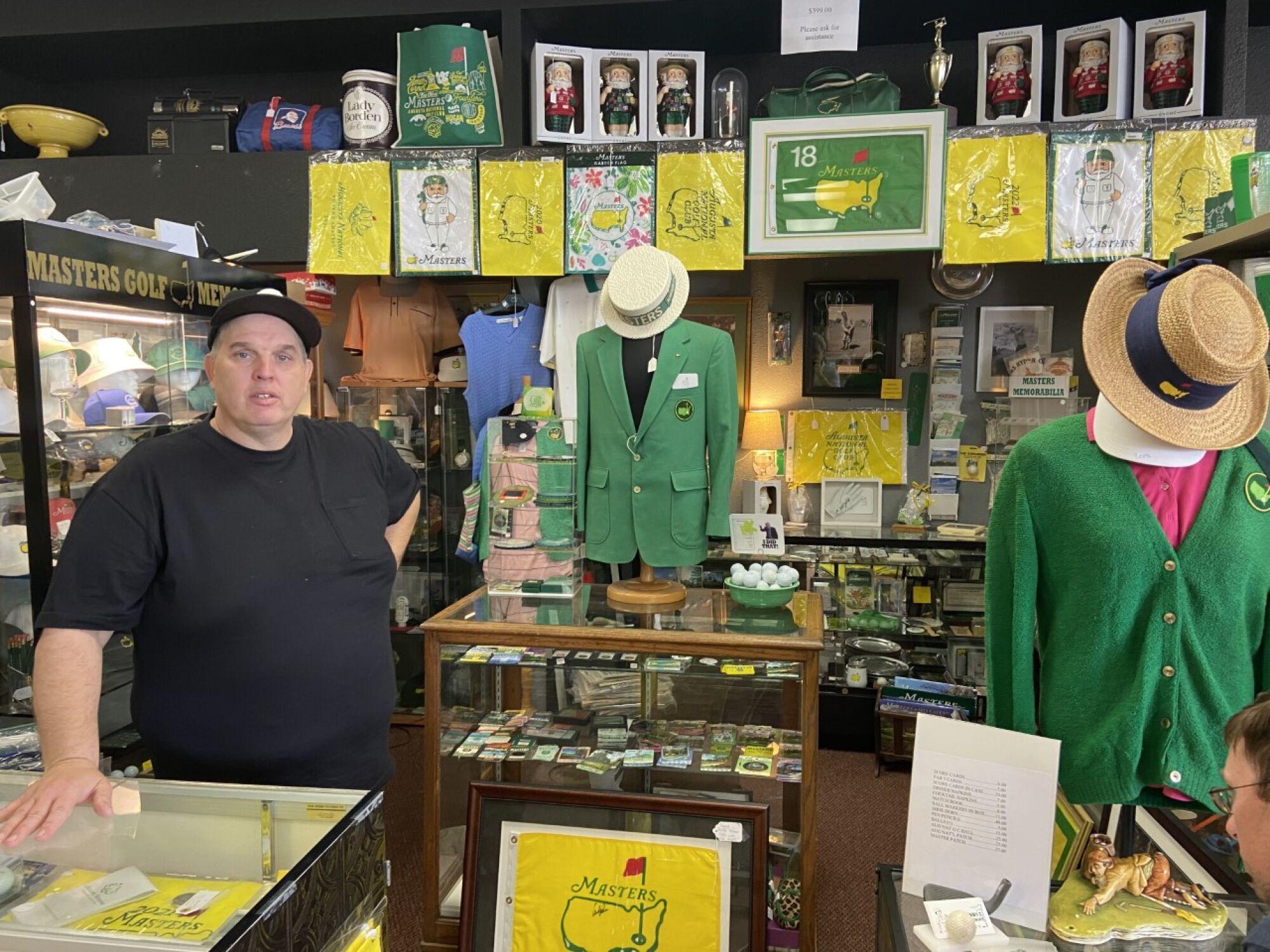 CJ Reading sells Masters memorabilia at an antique store down the street from Augusta National. 