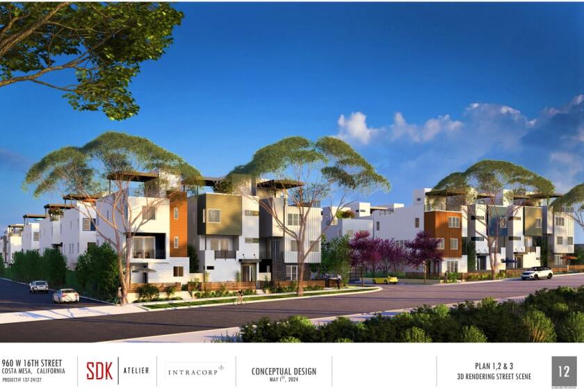 A concept design shows a proposed 38-unit residential development being planned for 960 W. 16th Street in Costa Mesa.