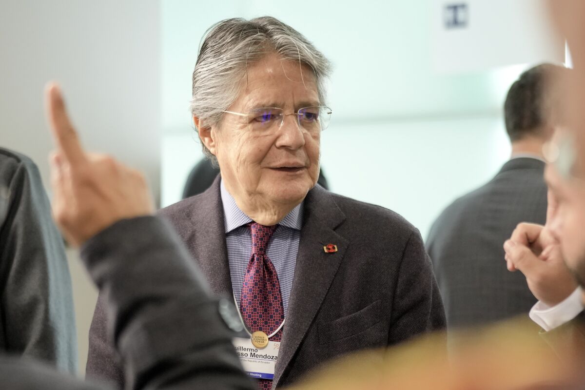 El presidente de Ecuador, Guillermo Lasso, llega al Foro Económico Mundial en Davos, Suiza