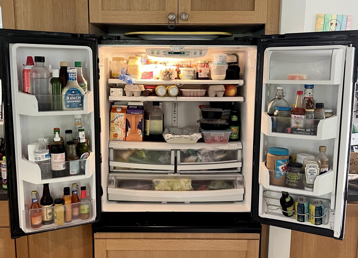 The interior of columnist Robin Abcarian's un-fridgescaped refrigerator 