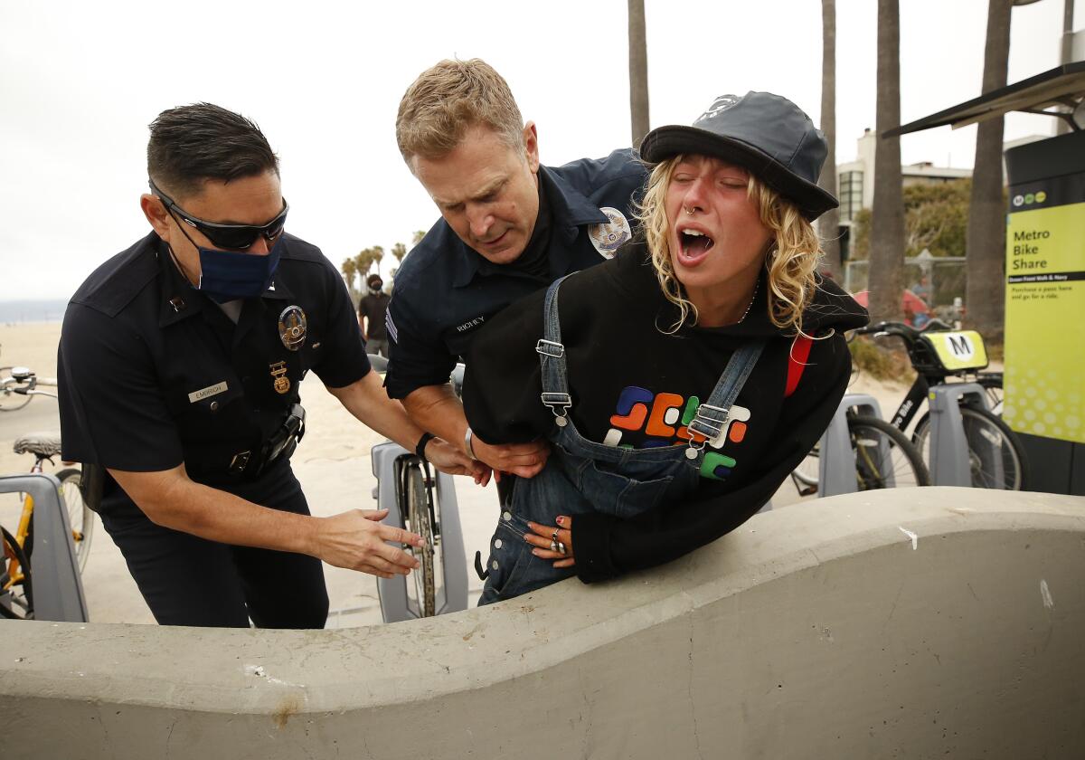 Two LAPD officers make an arrest