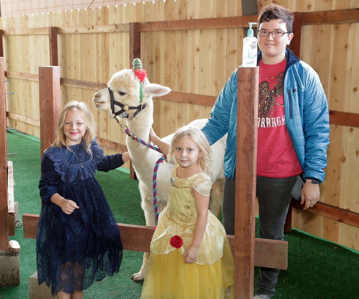 Celeste and Nicole Sample visit with Kronk the Alpaca and Emma Clarke