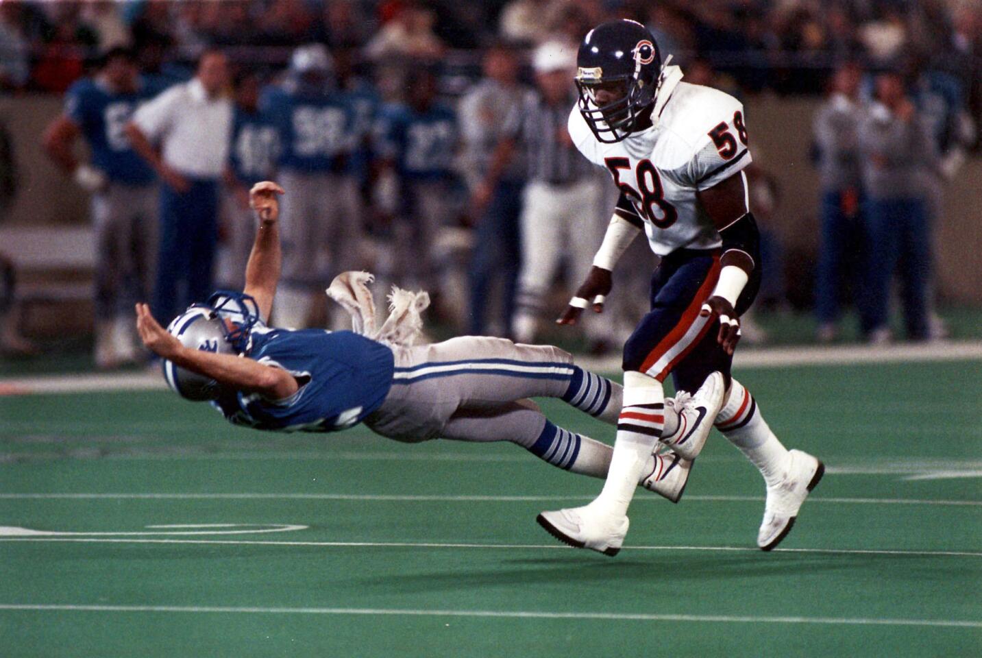 Wilber Marshall flattens the Lions