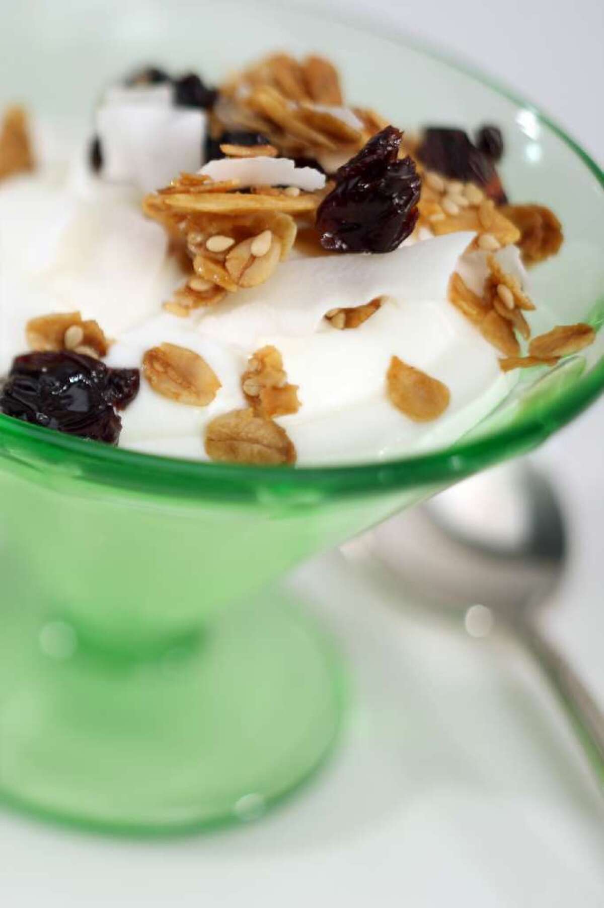 For a simple dessert or snack, top plain yogurt with granola.
