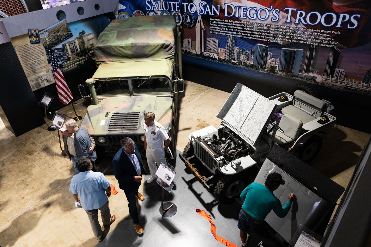 San Diego Automotive Museum’s new exhibit “Salute to San Diego’s Troops” was unveiled at Balboa Park on Saturday.
