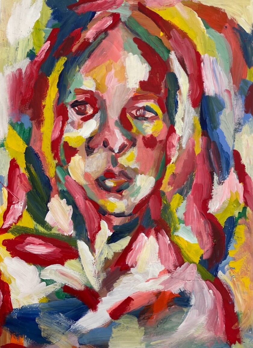 A self-portrait by Elizabeth Parr, 17, was inspired by her self-reflection during the COVID-19 pandemic.