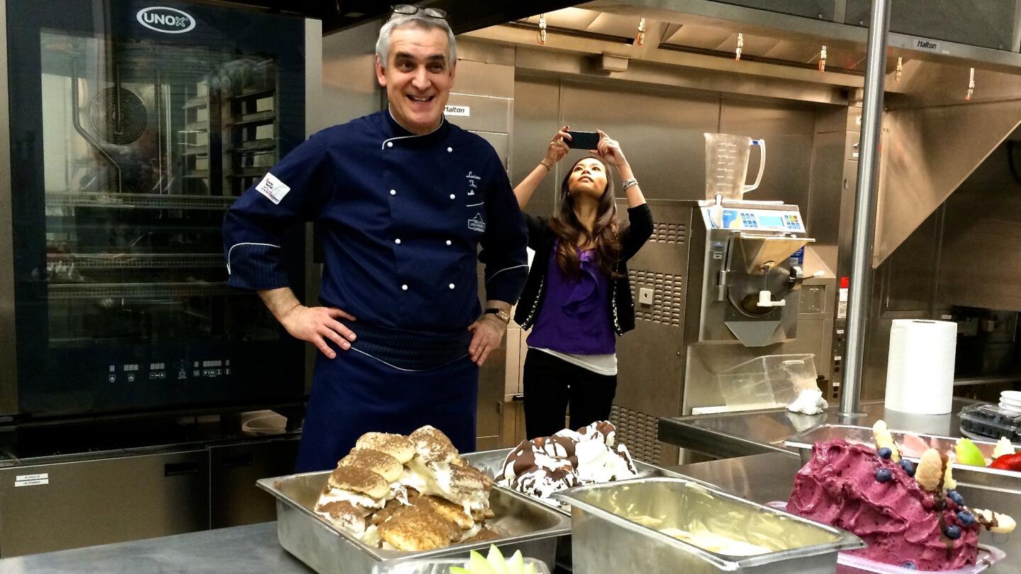 Instructor Luciano Ferrari and the finished gelato