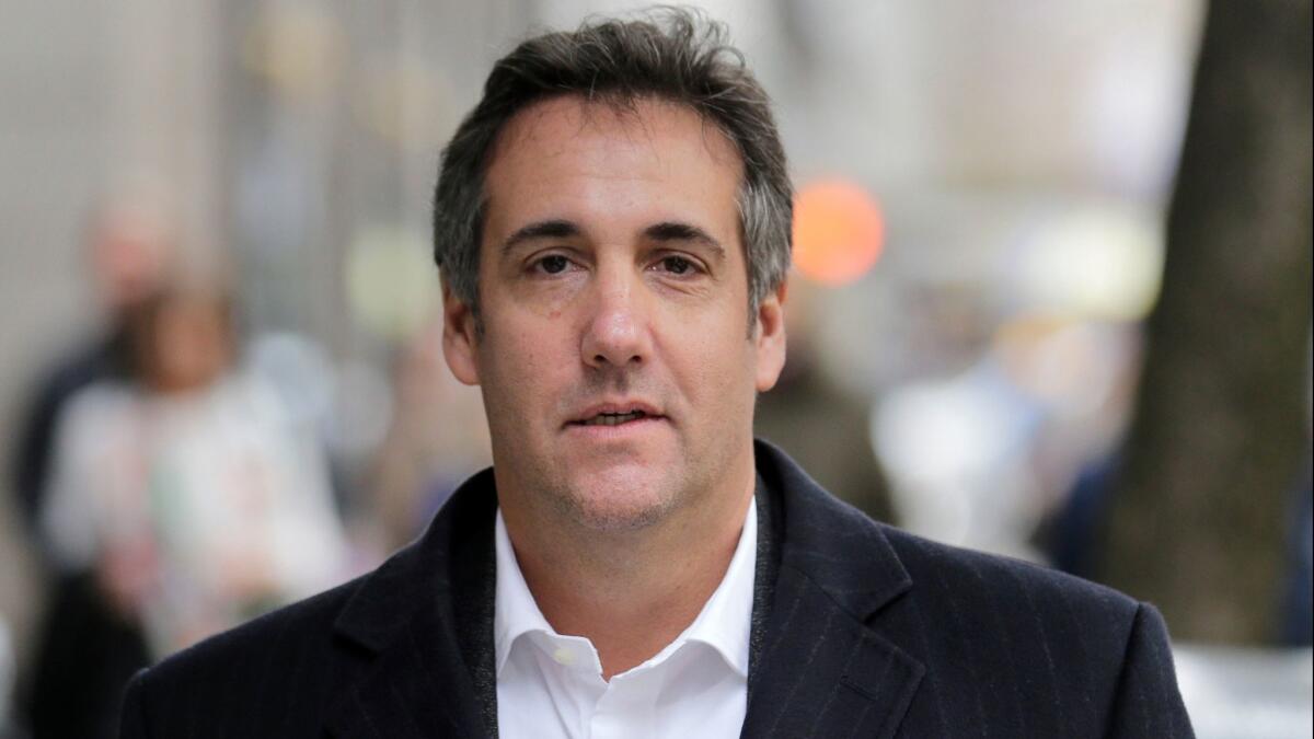President Trump's personal lawyer Michael Cohen in New York City on Wednesday. Cohen's office, home and hotel room were raided by federal agents on Monday.