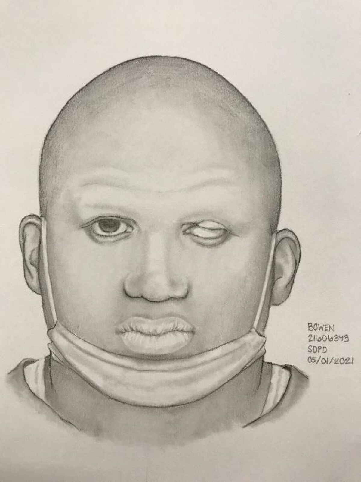 This sketch depicts a man suspected of sexually assaulting a 13-year-old girl April 28 near the Skyline neighborhood.