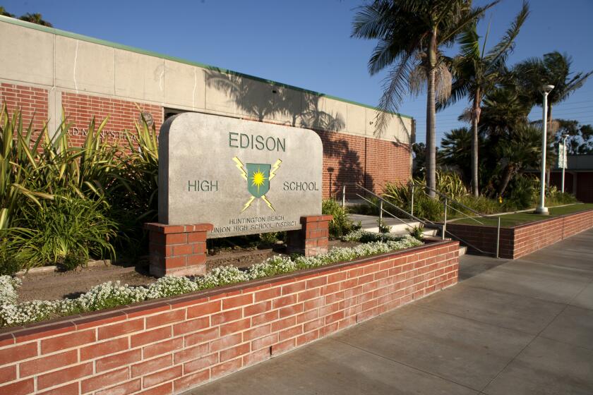 Edison High School sign at administration building. (Photo by Spencer Grant)