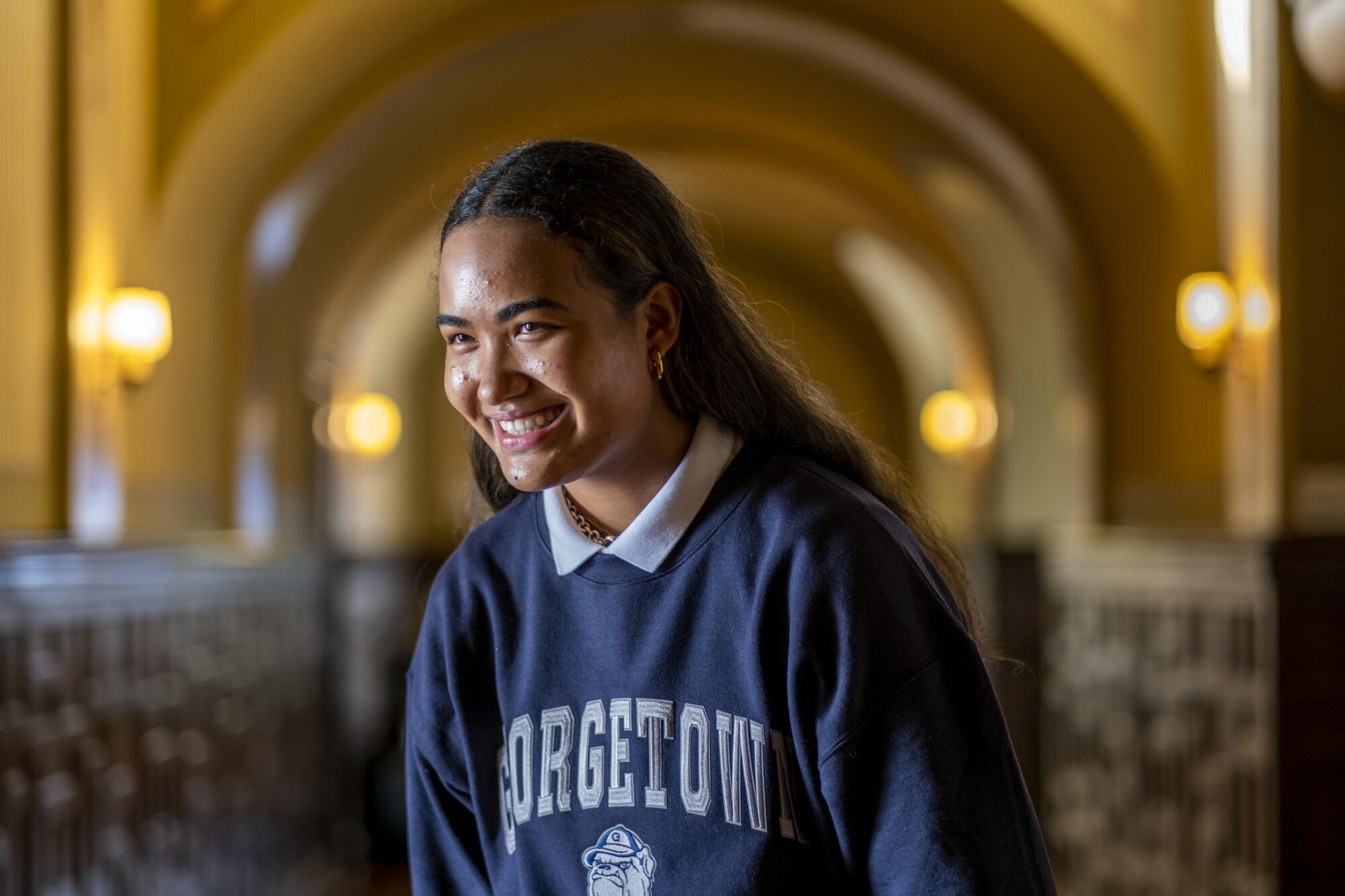 Vaughan Anoa'i poses for a portrait at Archer School for Girls.