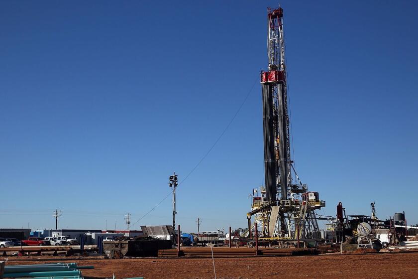 MIDLAND, TX - JANUARY 20: A fracking site is situated on the outskirts of town in the Permian Basin oil field on January 21, 2016 in the oil town of Midland, Texas. Despite recent drops in the price of oil, many residents of Andrews, and similar towns across the Permian, are trying to take the long view and stay optimistic. The Dow Jones industrial average plunged 540 points on Wednesday after crude oil plummeted another 7% and crashed below $27 a barrel. (Photo by Spencer Platt/Getty Images) ** OUTS - ELSENT, FPG, CM - OUTS * NM, PH, VA if sourced by CT, LA or MoD **