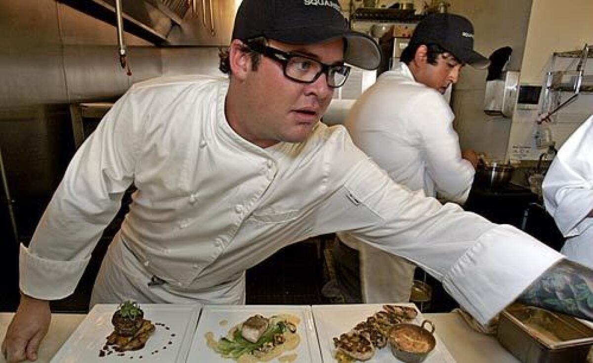 Jason Tuley, chef-owner of Square One, has a wealth of ideas for preparing abalone and rock crab; he also makes all the desserts at the restaurant.