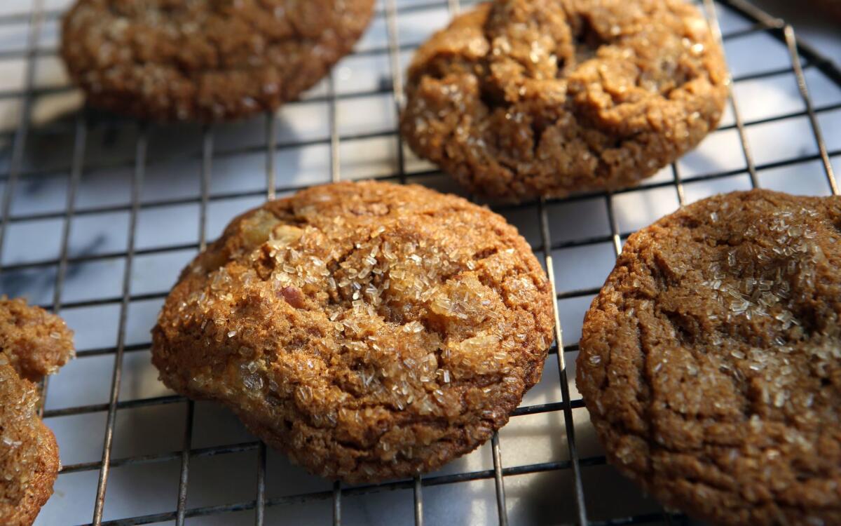 Nutmeg-molasses cookies with pears and walnuts