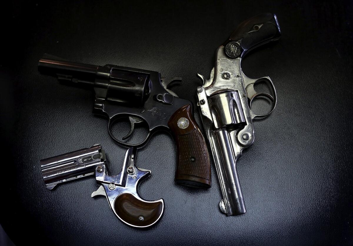 Pistols turned in during a gun buy-back program in Dallas.