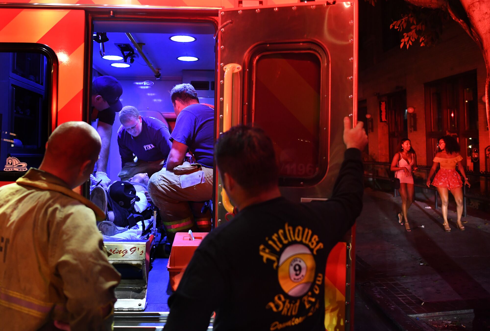 L.A. firefighters treat an overdose patient on skid row