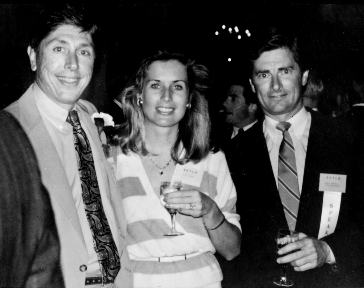 Linda and Dan Broderick, right, some months before their marriage, are shown with San Diego attorney Vincent Bartolotta Jr.