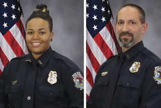 These images provided by the City of La Vergne shows La Vergne Police Officers Ashely Boleyjack and Gregory Kern. Police in Tennessee were searching Sunday, Oct. 22, 2023 for the estranged son of Nashville's police chief as the suspect in the shooting of the two police officers outside a Dollar General store. (City of La Vergne via AP)