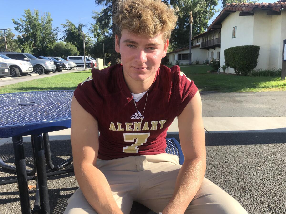 Quarterback Miller Moss of Alemany begins his junior season on Friday against Utah Jordan.