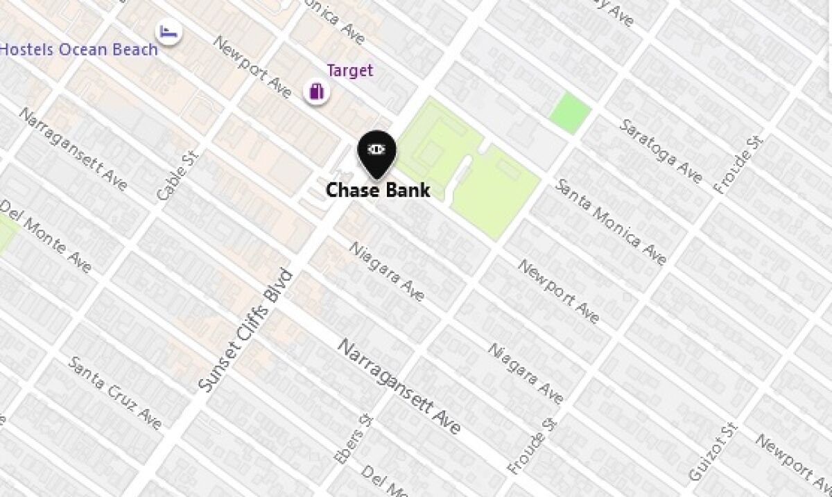 A man tried to rob the Chase Bank on Sunset Cliffs Boulevard in Ocean Beach on Sept. 3, police said.