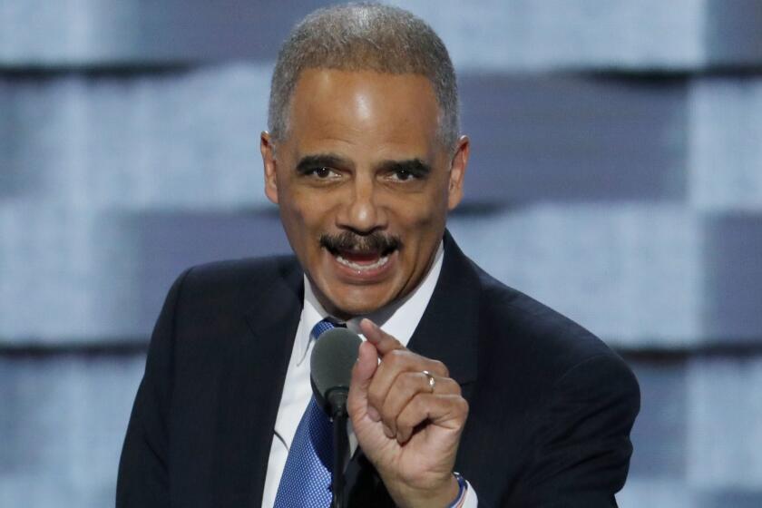 FILE - In this July 26, 2016 file photo, former Attorney General Eric Holder speaks during the second day of the Democratic National Convention in Philadelphia. Holder says hes not running for president in 2020. In a Monday opinion piece in The Washington Post, Holder, a Democrat, says hell focus on redistricting, the process of reconfiguring electoral districts. (AP Photo/J. Scott Applewhite)