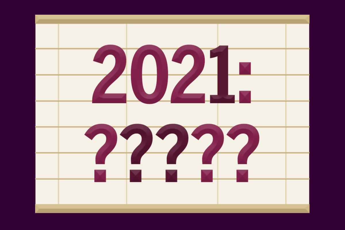 An illustration with the phrase "2021: ?????"