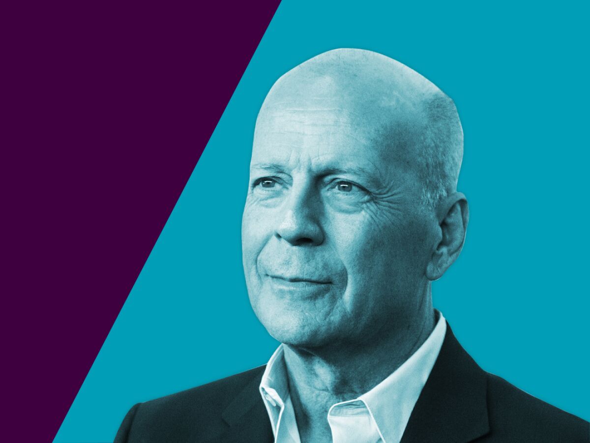 colorized photo of Bruce Willis from the shoulders up