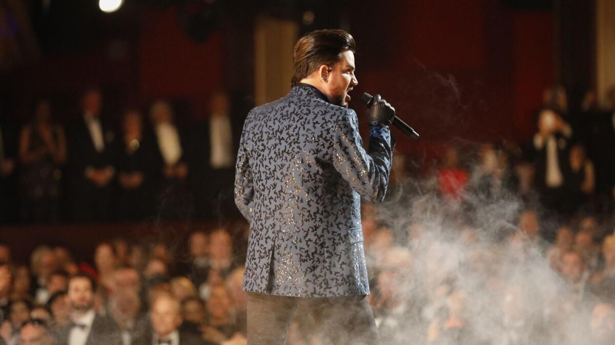 Adam Lambert opens the Academy Awards on Sundayin the Dolby Theatre in Hollywood.