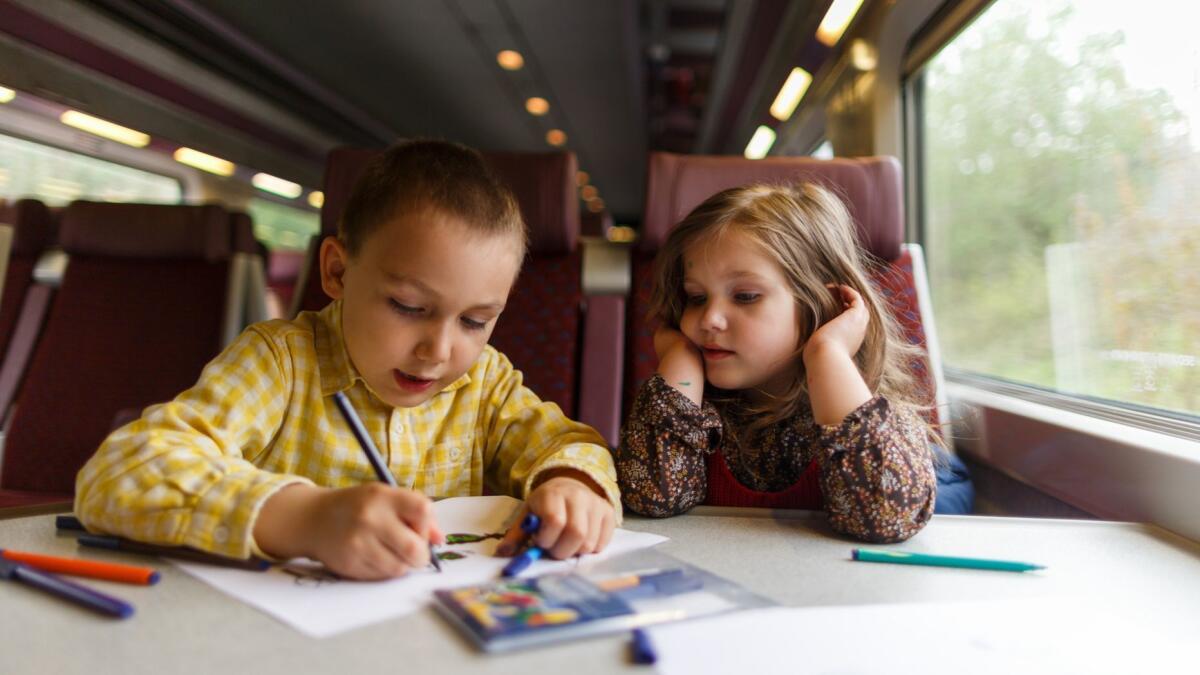 Train travel may not be the fastest way to go, but it gives kids a chance to move around a bit more than a car or a plane.