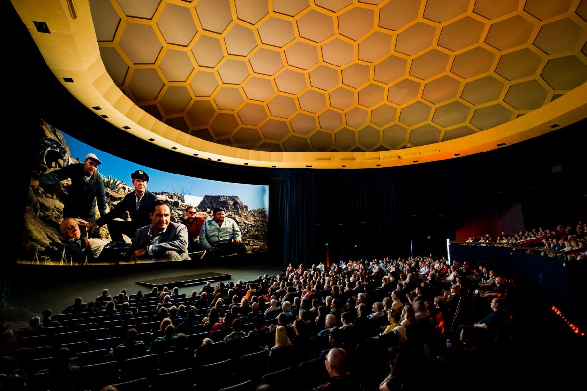 A movie theater's honeycomb ceiling.