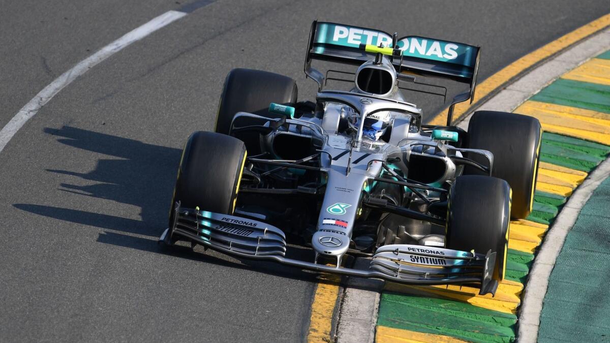 Valterri Bottas behind the wheel of his Mercedes during Sunday's Australian Grand Prix in Melbourne.