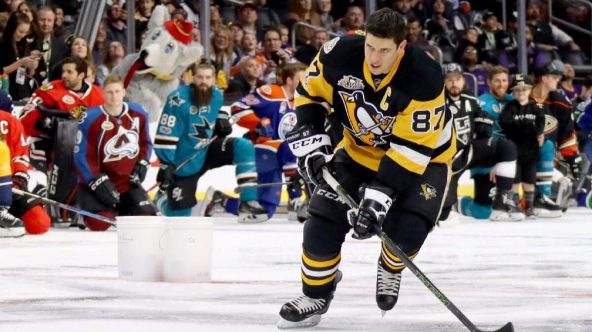 Penguins center Sidney Crosby takes part in the NHL All-Star skills competition on Jan. 28.